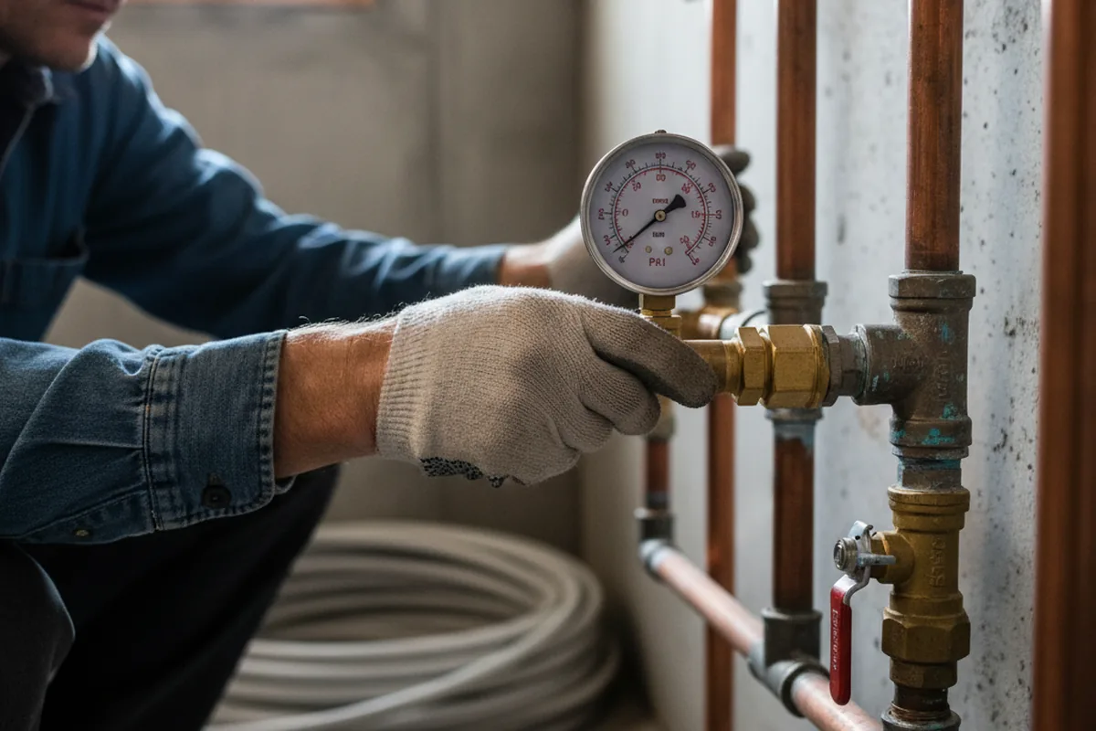 Pressure testing a repaired line during Water Line Repair in Diana
